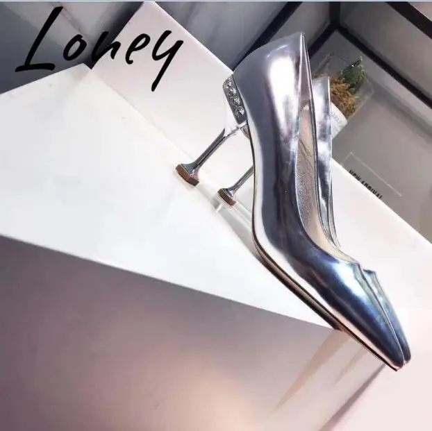 

Loney New Brand Designer Genuine Leather Pointed Toe Summer Sping Pumps Slip On Crystal Heel Thin HIgh Heel Sandal Pumps Shoes