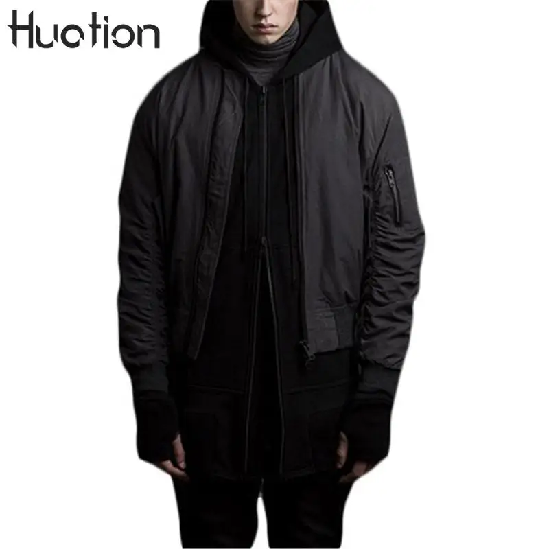 

Huation Black Bomber Jacket Hi-street Ma1 Air Force Hip Hop Bomber Jackets Men Zipper Windbreaker Man Coats Jacket Men Outwear