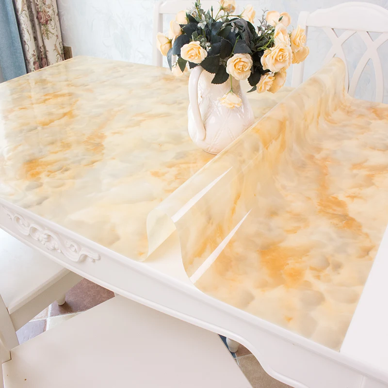  2018 new marble pattern tablecloth 1.0mm thick crystal board placemats for dining room oilproof wat