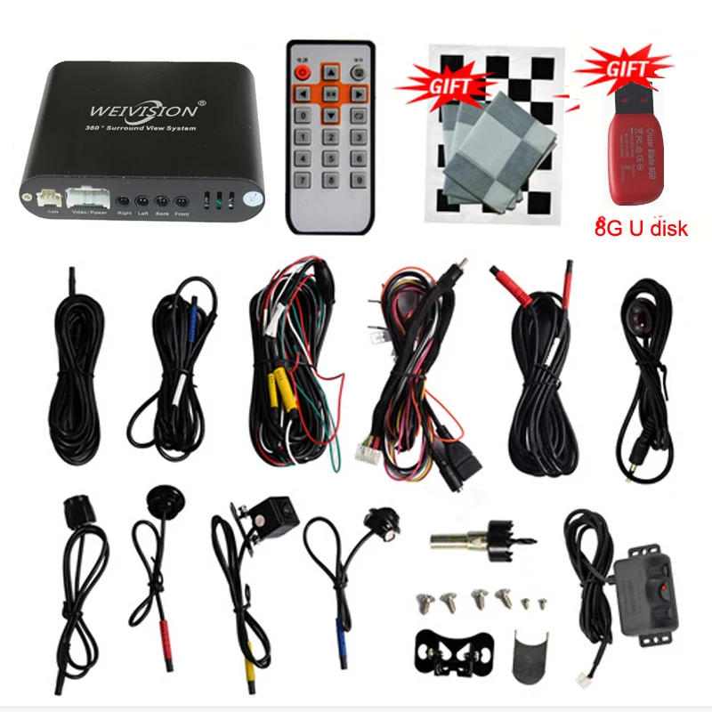 Beste WEIVISION 360 Graden naadloze Bird View Panorama Systeem, Alle Ronde View Systeem, Rond Parking Auto DVR Opname, gift 8g U disk
