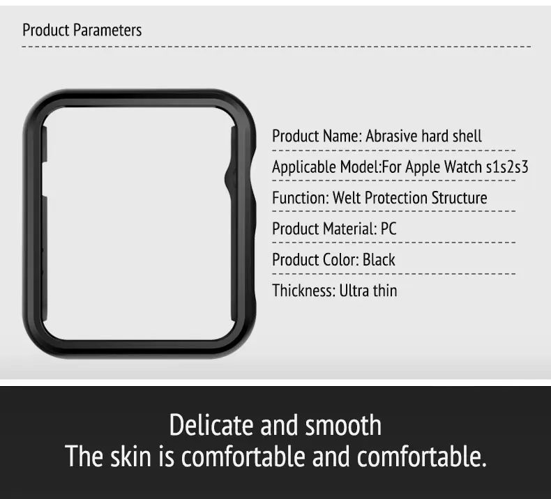Бампер для apple watch series 1 2 3 4 PC тонкий чехол iWatch тонкая защитная пластиковая черная