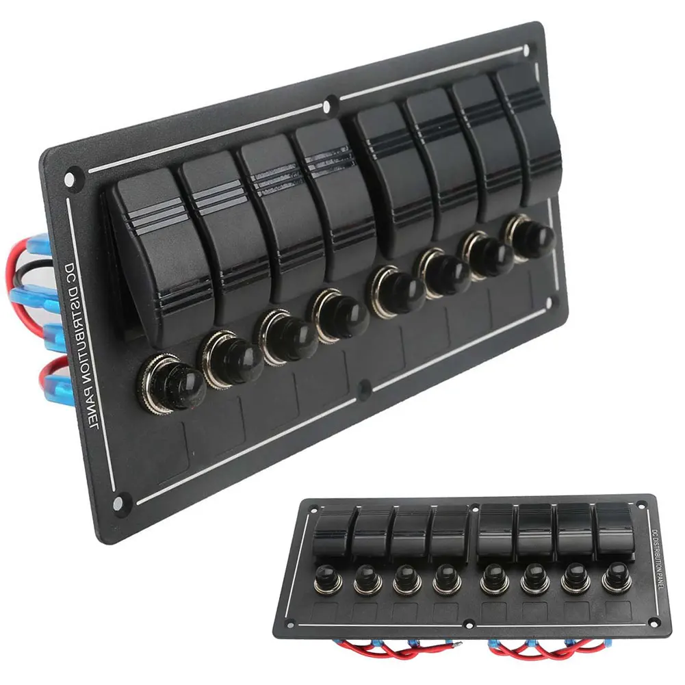 

Car Styling 8 Gang LED Boat Rocker Switch Panel Aluminum Waterproof 12V Circuit Breaker For Boat/Marine/RV CSL2017