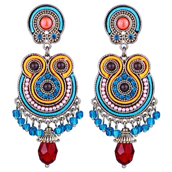 

FARLENA Jewelry Vintage Ethnic Style Drop Earrings for Women Hand Beaded Bohemia Tassel Earrings long