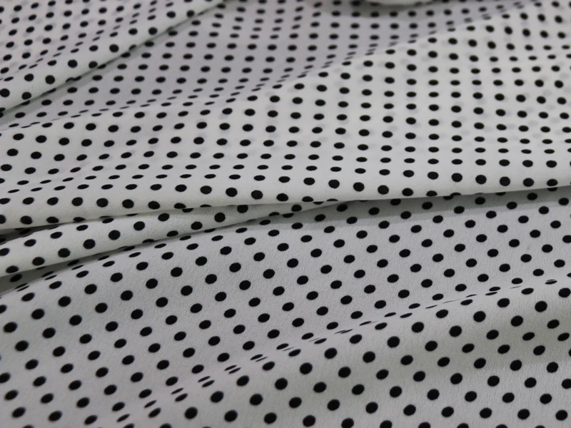 Black White Polka Dot Fabric Chiffon Crepe Textile For Shirt