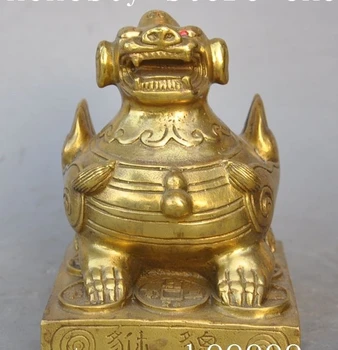 

12cm chinese fengshui brass animal beast Lucky Brave troops Pixiu Wealth statue