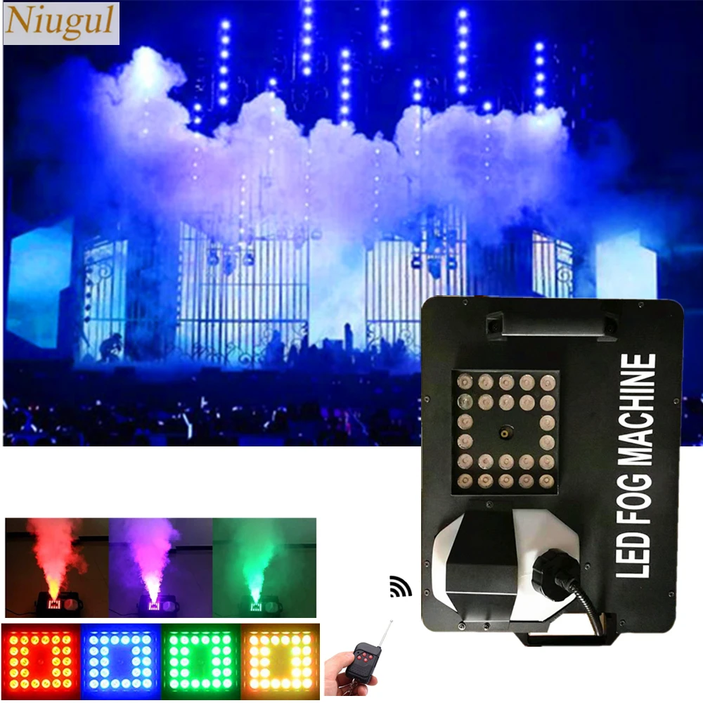 

Wireless Remote Control 1500W Fog Machine/DMX512 Vertical Fogger With 24X9W RGB LED Lights/Professional DJ Stage LED Fog Machine