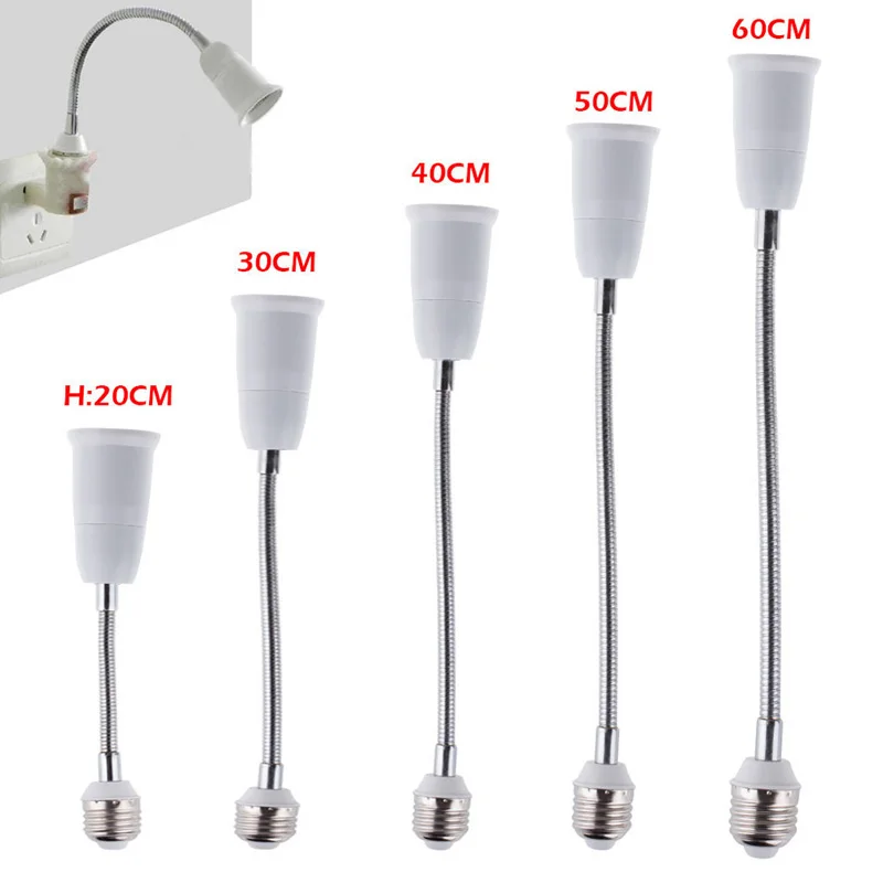 E27 LED Light Bulb Lamp Holder Flexible Extension Adapter Socket 20 30 40 50 60cm 2017