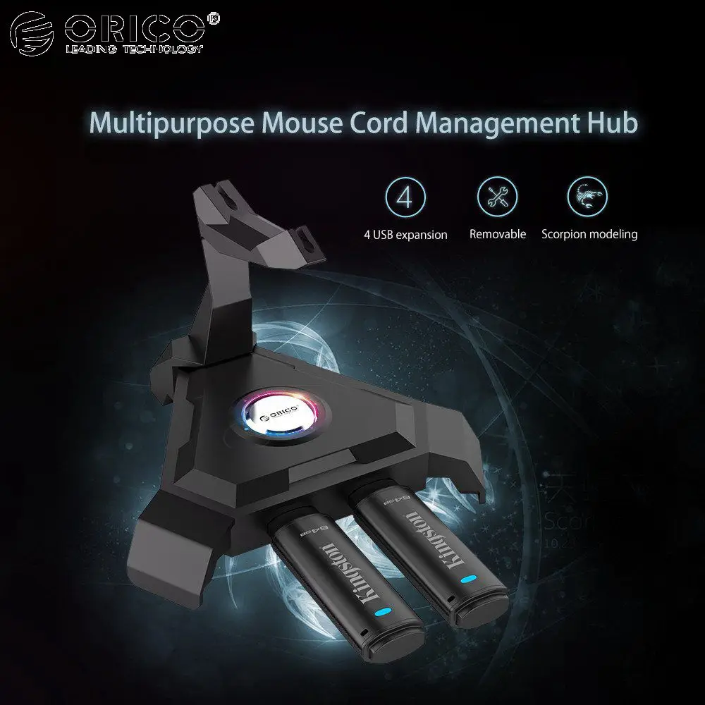 

Orico 4 Ports Super speed USB 3.0 USB HUB 5Gbps Multifunction USB HUB External 4 Port USB Splitter with Mouse Cable Management