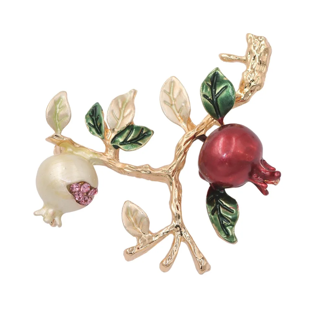 

PULATU 2Colors Sweet Pomegranate Brooches for Women Fruits Tree Cute Enamel Brooch Pins Fashion Jewelry Accessory 2018