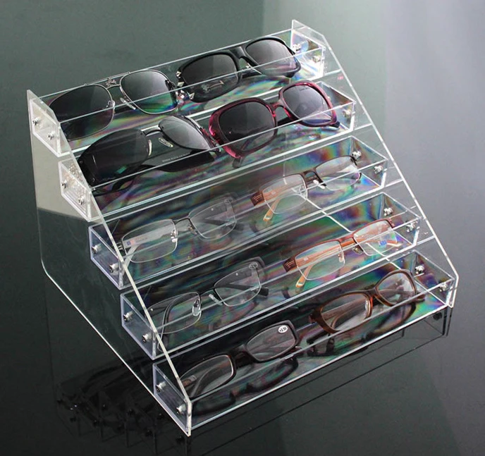  5 Tier Clear Acrylic Sunglasses Retail Display Rack Nail Polish Bottle Stand Organizer