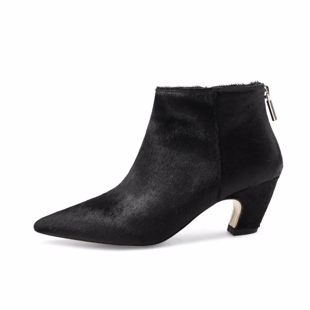 Invierno Black Leopardo Estilo Botas Tobillo Sexy 2018 Punta Arden Zapatos Furtado Crin Nuevo Puntiaguda Moda Extraños Tacones Cremallera Mujer Para leopard HOYwYqx5I