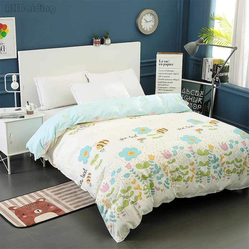 

New Floral Honeybee Printing Duvet Cover with Zipper 100% Cotton Quilt Cover Soft Comforter Cover Twin Full Queen King Size