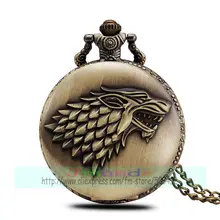 100 шт/партия, стиль Волчья Голова, ретро карманные часы, бронзовый цвет, полые Кварцевые часы для унисекс, наручные часы высокого качества с цепочкой