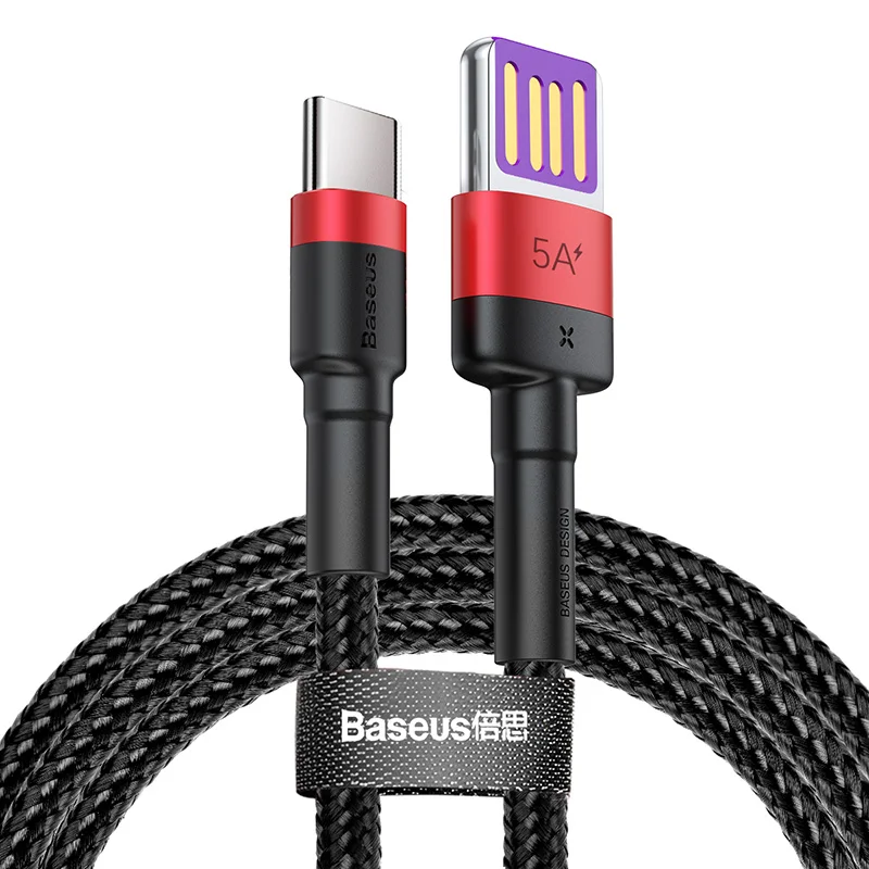 Baseus USB C 5A usb type C кабель для huawei mate 30 20 P30 P20 Pro Lite Быстрая зарядка USB-C зарядное устройство type-c кабель для Xiaomi Mi - Цвет: Red Black