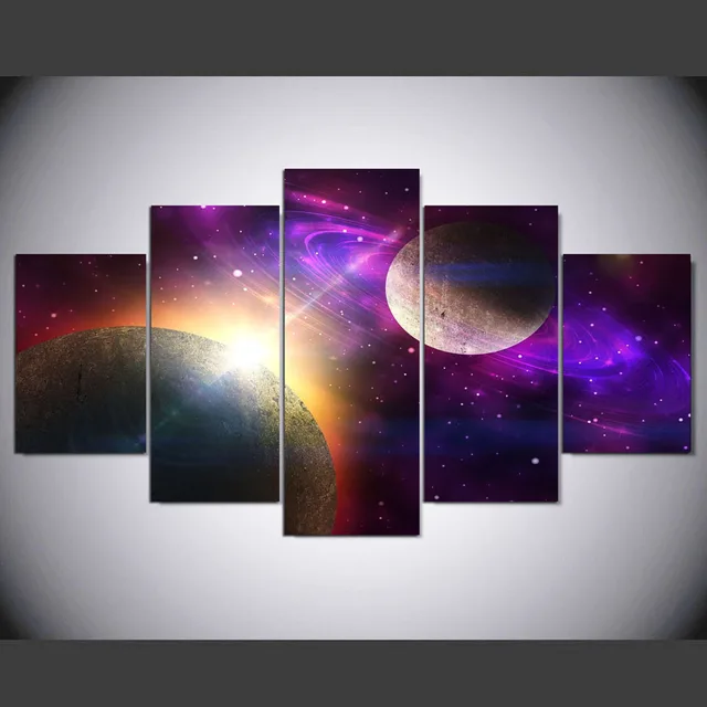 5 Piece Canvas Art Painting Galaxy Universe Painting for Living