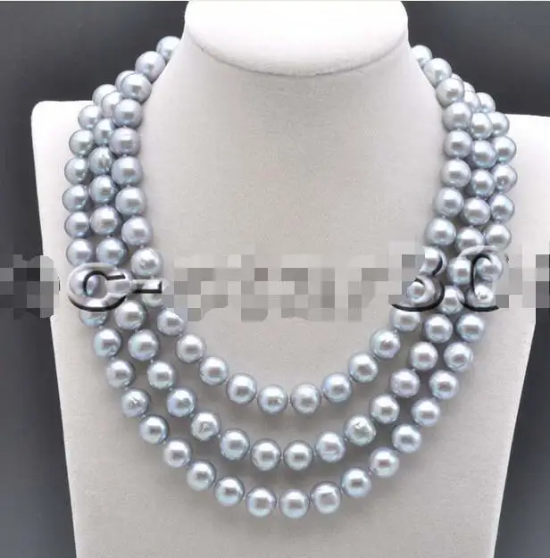 

FREE SHIPPING HOT sell new Style >>>>P6169 A++ 50" 11mm Gray Round Freshwater Cultured Pearl Necklace