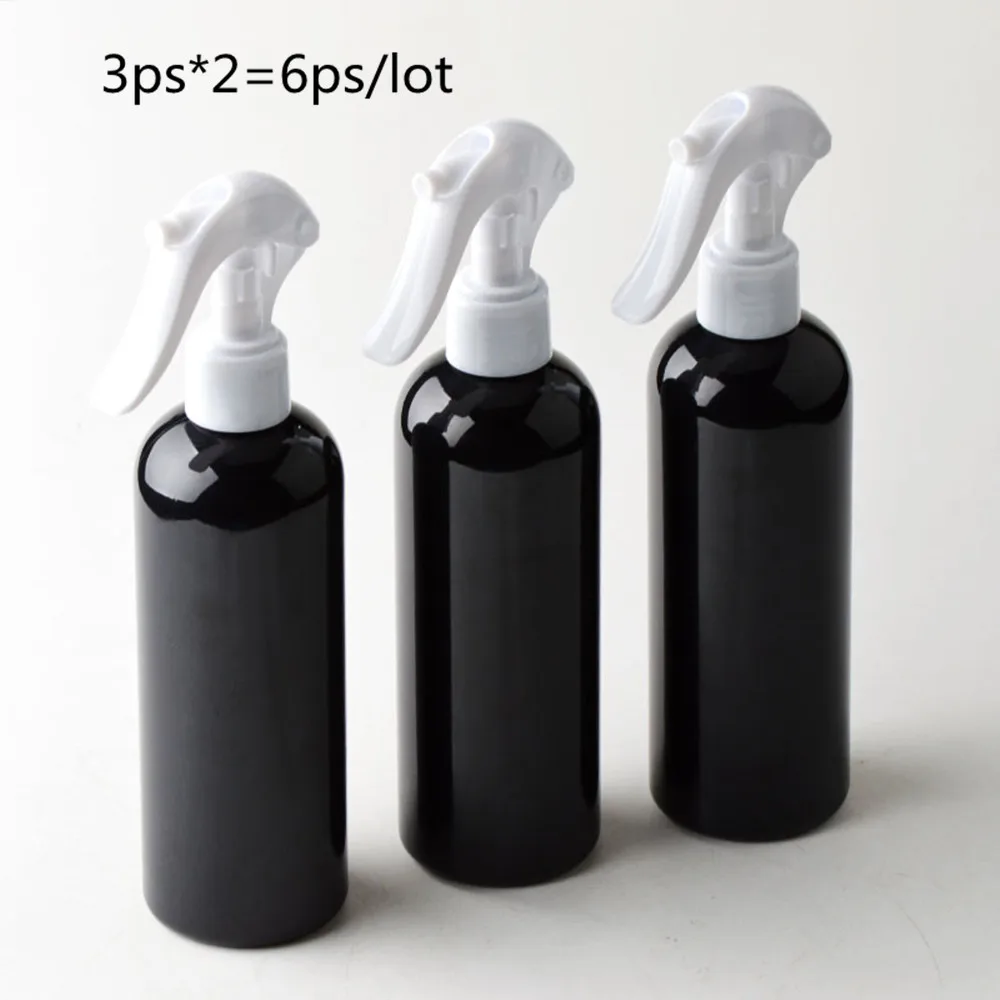 6ps lot 300ml Travel Shower Black Plastic Spray Bottles With Ergonomic Trigger Sprayer Refillable Bottle Support 2