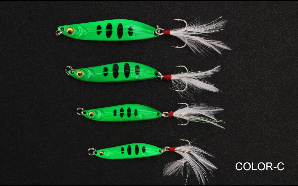 Spinpoler Vertical Jigs Laser Slow Jigging Lure Metal Fishing Casting Spoons 5 Colors 7g 10g 15g 20g Weights, Pack Of 2  (7)