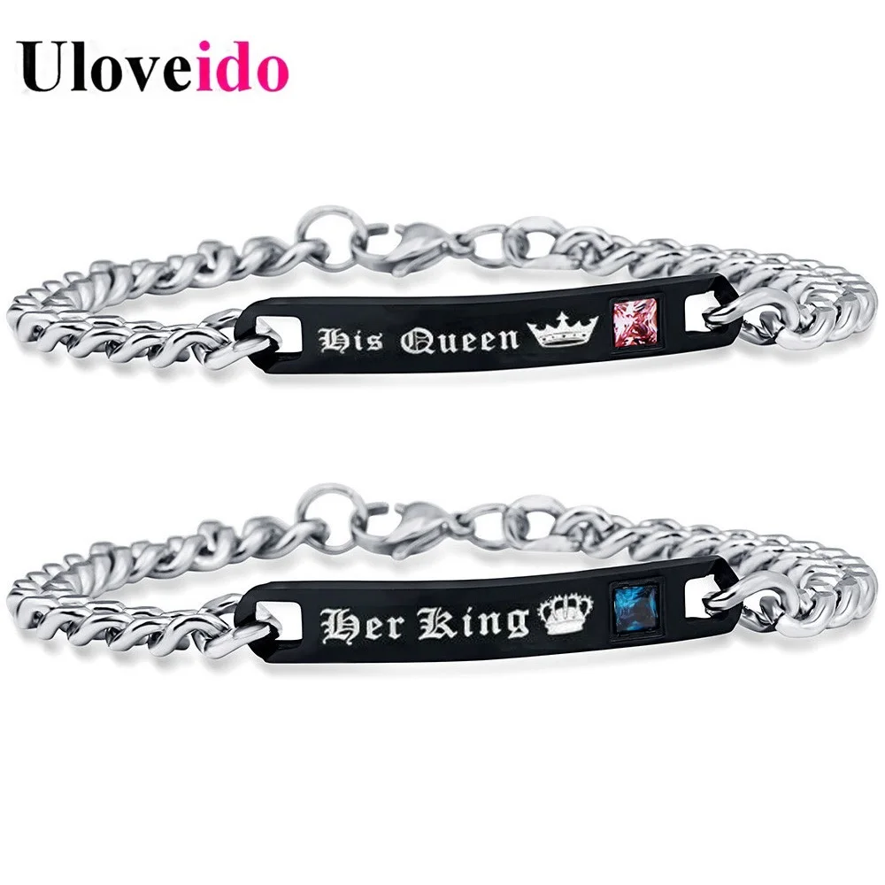 Uloveido 35% браслет Her King и His Queen женский черный из нержавеющей стали для пары