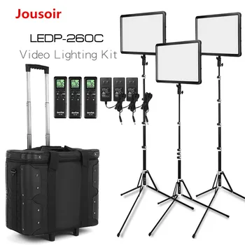 

Free DHL Godox LED Light Kit 3x LEDP-260C 3300-5600K Video Light + Light Stand + Roller Carry Bag Video Studio Lights CD50