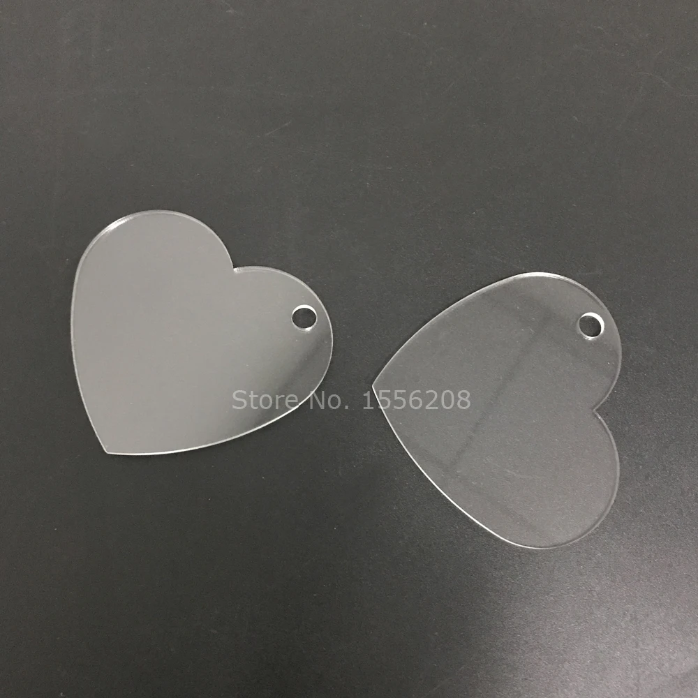 Сердце образный прозрачный акрил с отверстием пустой прозрачный плексиглас Подвески Свадебные брелоки лазерная резка экологичный Perspex