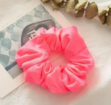 New arrival Fashion summer women Neon color hair scrunchies girl's Fluorescent Ponytail Holder Hair bands Accessories - Цвет: Pink