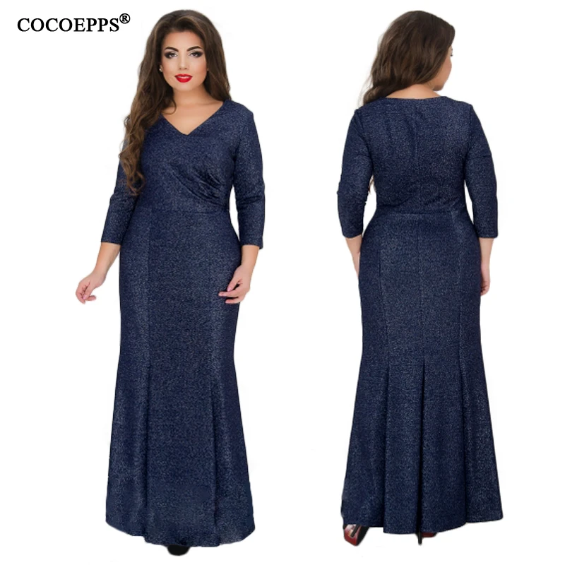 5XL 6XL 2018 Big Size Mermaid Evening Party Long Dress Plus Size Autumn Witer maxi Dress Large Size Elegant women Dress blue 5XL 6XL 2018 Big Size Mermaid Evening Party Long Dress Plus Size Autumn Witer maxi Dress Large Size Elegant women Dress blue