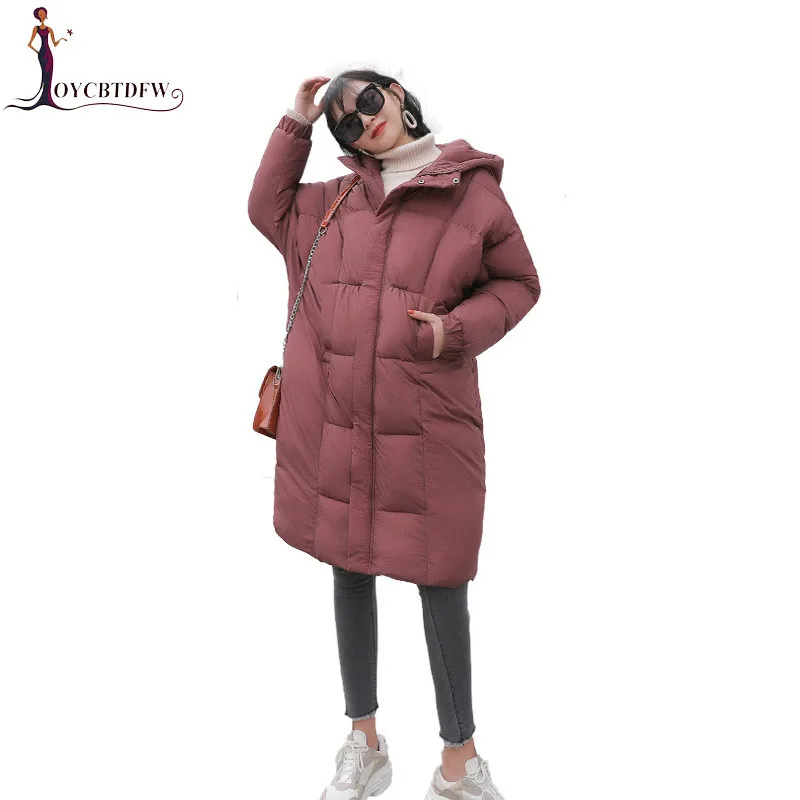 

Winter women cotton coat 2018 new thick warm large size solid color parkas mid long hooded female Light fluffy outerwear LDT616