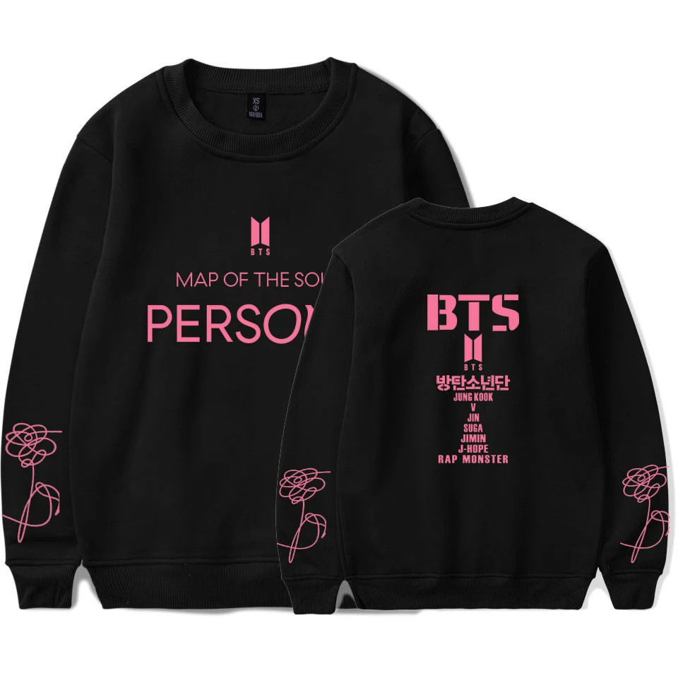 Толстовка Kpop Для женщин толстовки кофты Письмо печати карта Soul Persona Для женщин пользовательские моды с длинным рукавом Свитшот