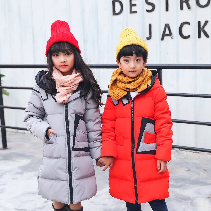 

Autumn and Winter Long New Down Jacket Korean Men's Children's Clothing Thickening Warm Hooded Down Coat Down Jacket Children's