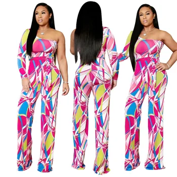 

Women Fashion Off Shoulder Floral Printed Jumpsuit Office Lady Sexy Playsuits
