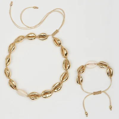 

2019 Hot Handmade Natural Seashell Hand Knit Bracelet Set Boho Gold Shells For Women Girl Accessories Beaded Strand Jewelry B120