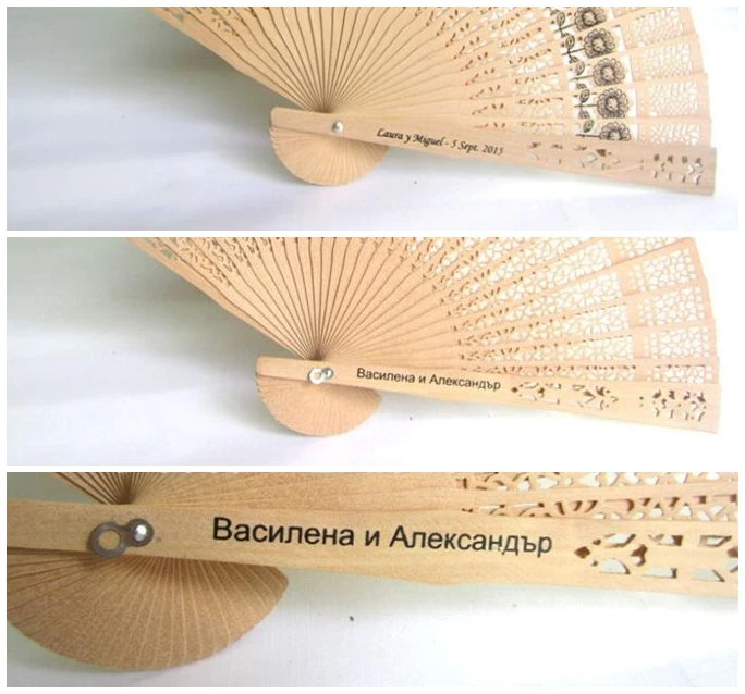 Винтаж персональный свадебный сувенир подарок пользу китайские ремесла руку вентилятор древесины вентилятор для гостей