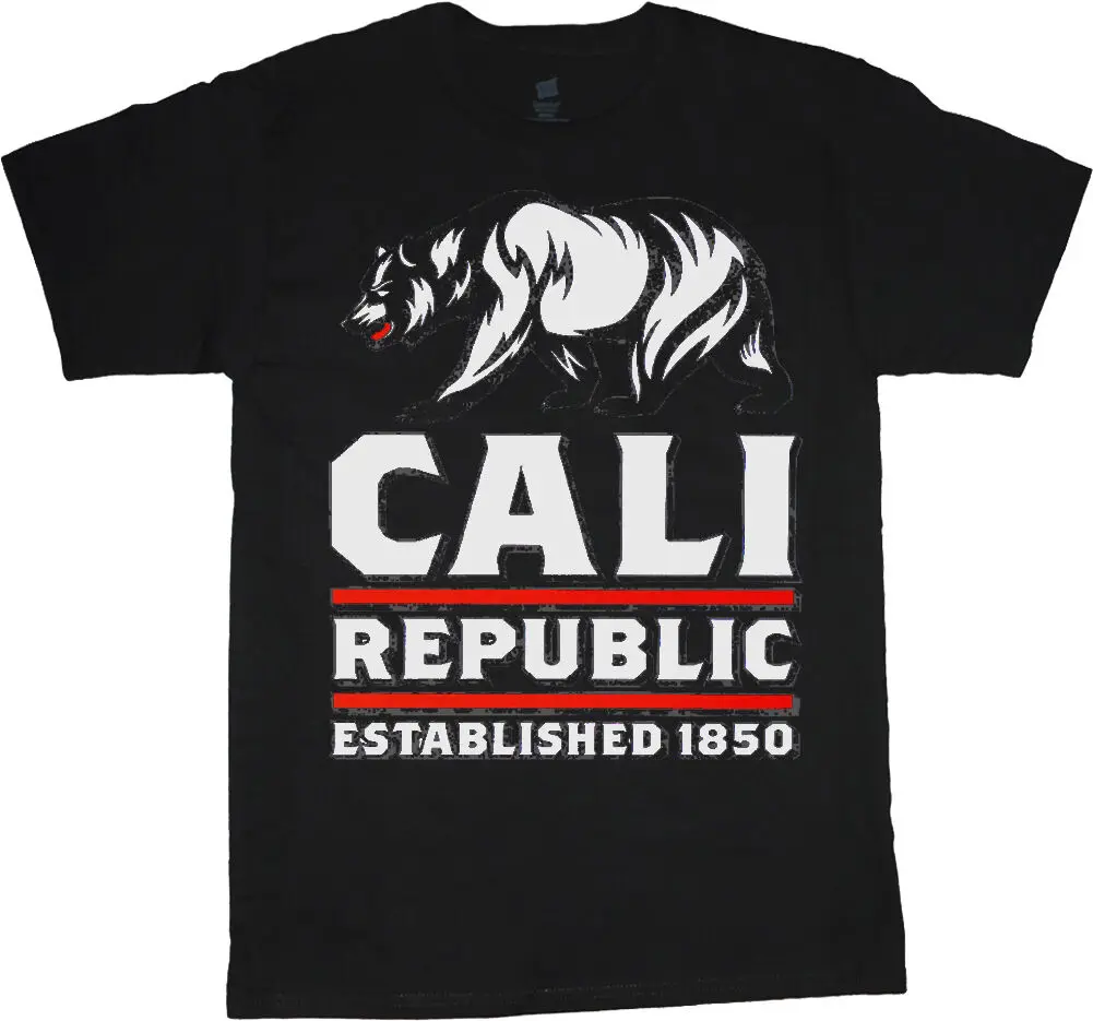 Калифорнийский медведь футболка для мужчин cali флаг наклейка крутая рубашка