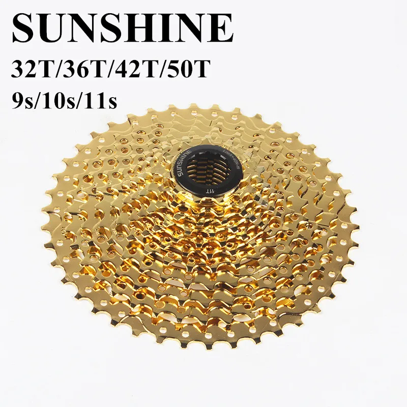 

SUNSHINE11-32T/36T/42T/50T Cassette 9/10/11Speed Bicycle Freewheel MTB Mountain Bike Freewheel Golden Sprockets for parts
