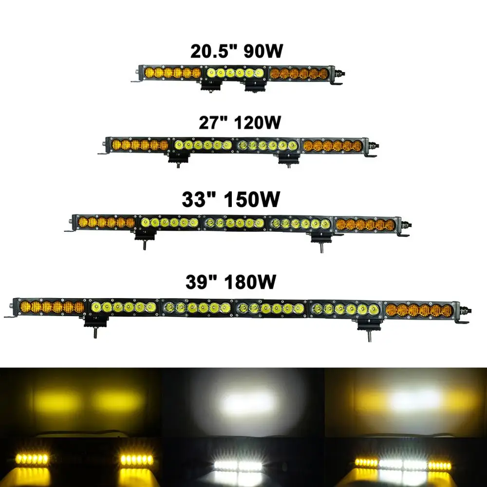 Amber White Led Light Bar Spot Flood Combo Barra 90w 120w 150w Amber White Led Light Bar Spot Flood