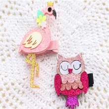 1 шт. новые модные стильные модные заколки для волос с изображением фламинго и совы, детские заколки для волос, Детские аксессуары для головных уборов, Лидер продаж