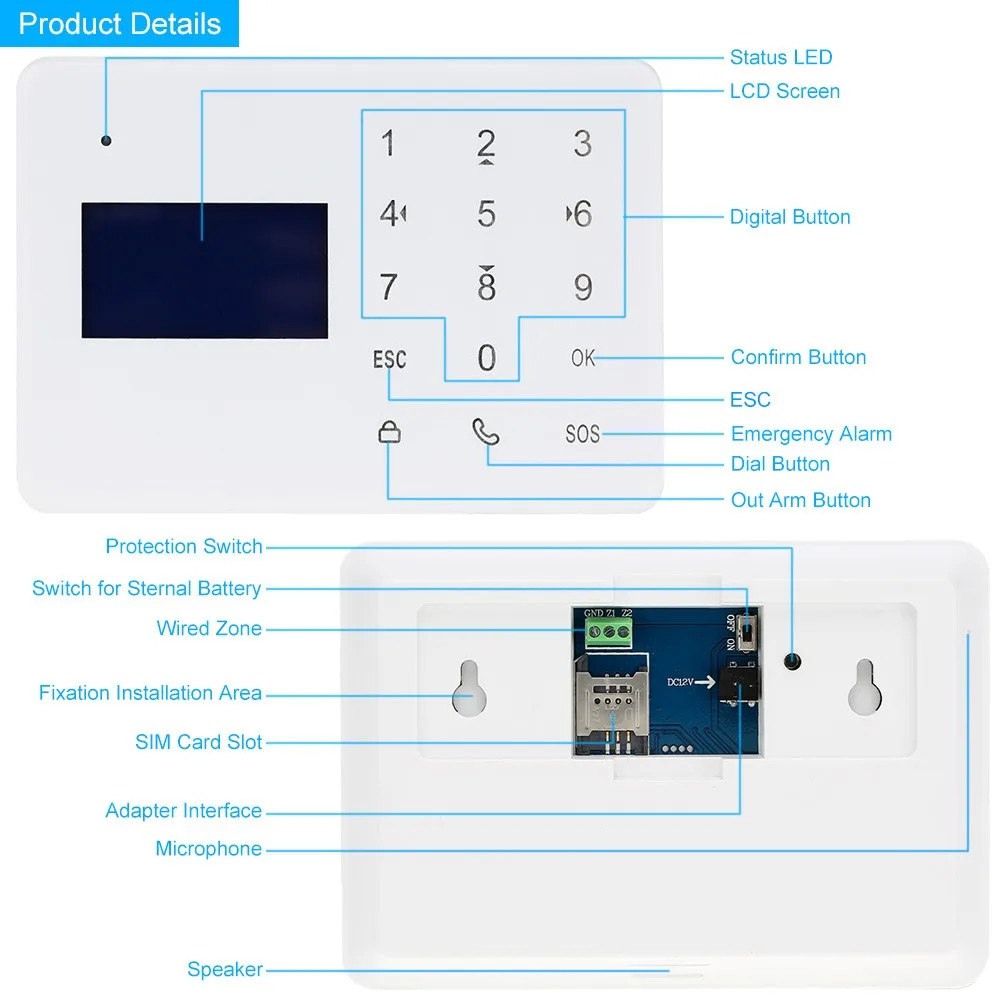 Беспроводной IOS приложение для Android ЖК-дисплей сенсорная клавиатура GSM Автодозвон текст Офис охранной сигнализации комплект Дистанционное