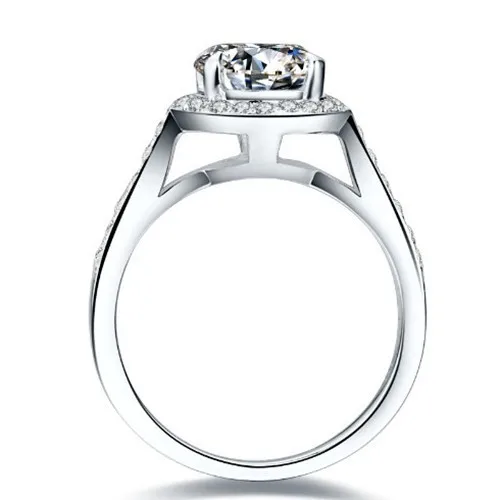 Threeman бренд натуральной золото предложить au750 золотые украшения полу крепление 1ct синтетических алмазов Обручение кольцо для Для женщин невесты ювелирные изделия