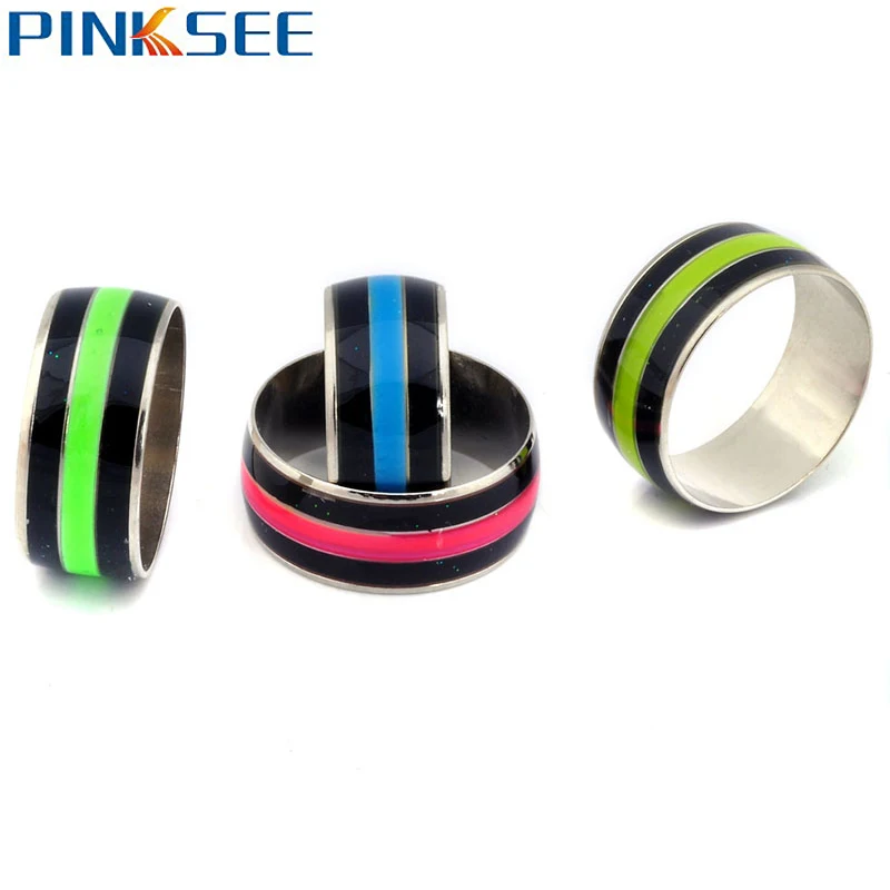 

Pinksee Brand 5pcs Mood Ring Change Colors Luminous Rings For Women Vintage Band Rings Jewelry Wholesale Free Shipping