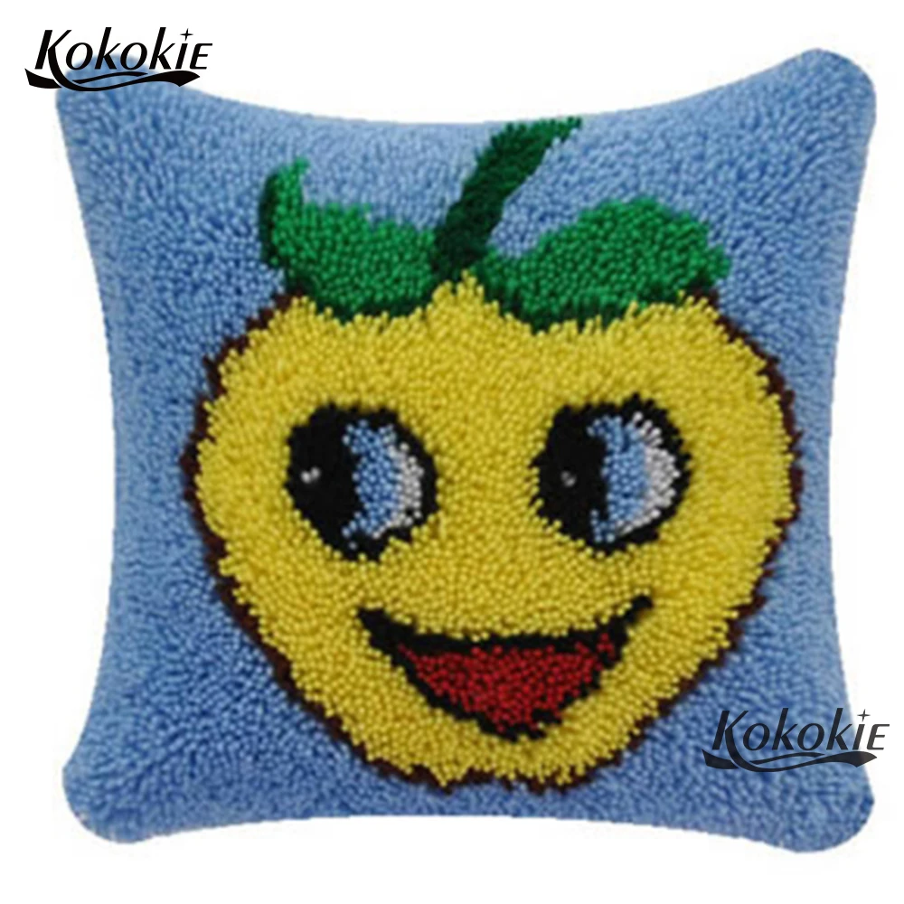 Latch hook cartoon fruit diy rug carpet Crocheting Kit Rug Yarn Handmade craft kits for adults Unfinished Embroidery Pillowcase | Дом и сад