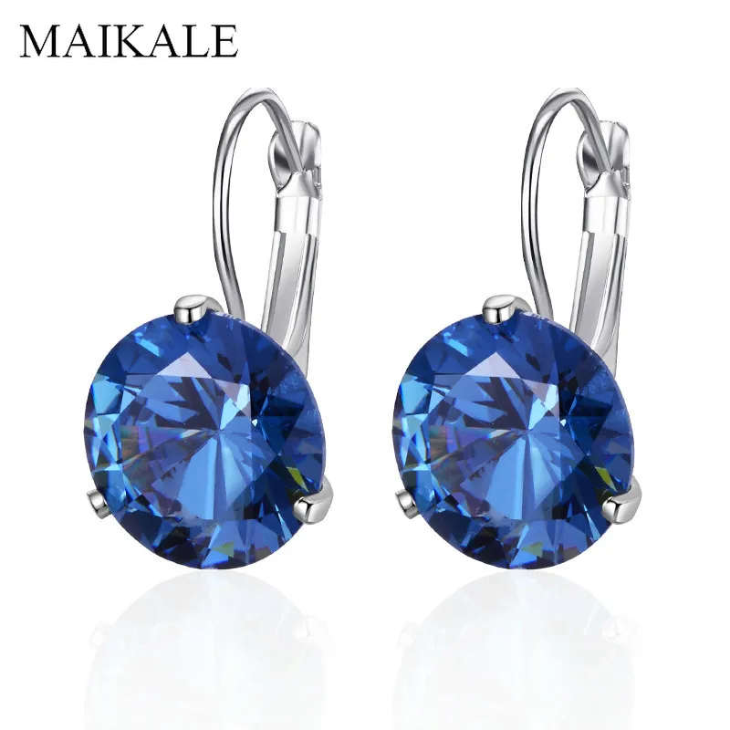 

MAIKALE Simple 10MM Cubic Zirconia Stud Earrings Colorful CZ Zircon Beads Gold Silver Earrings for Women Wedding Jewelry Gifts