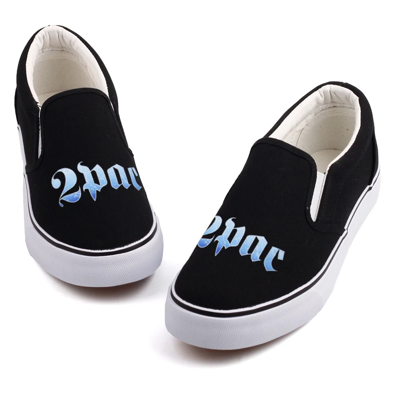 

Customize 2Pac Letter Print Canvas Loafers Shoes Graffiti Rock Music Star Tupac Walking Shoes Flat Slip On Women Flats Zapatos