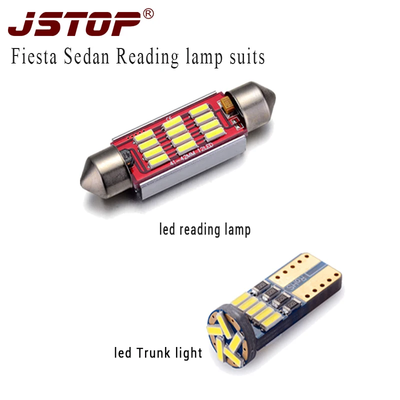 JSTOP 2pcs set Fiesta Sedan reading lights 12VAC led c5w 41mm festoon trunk bulbs auto Interior