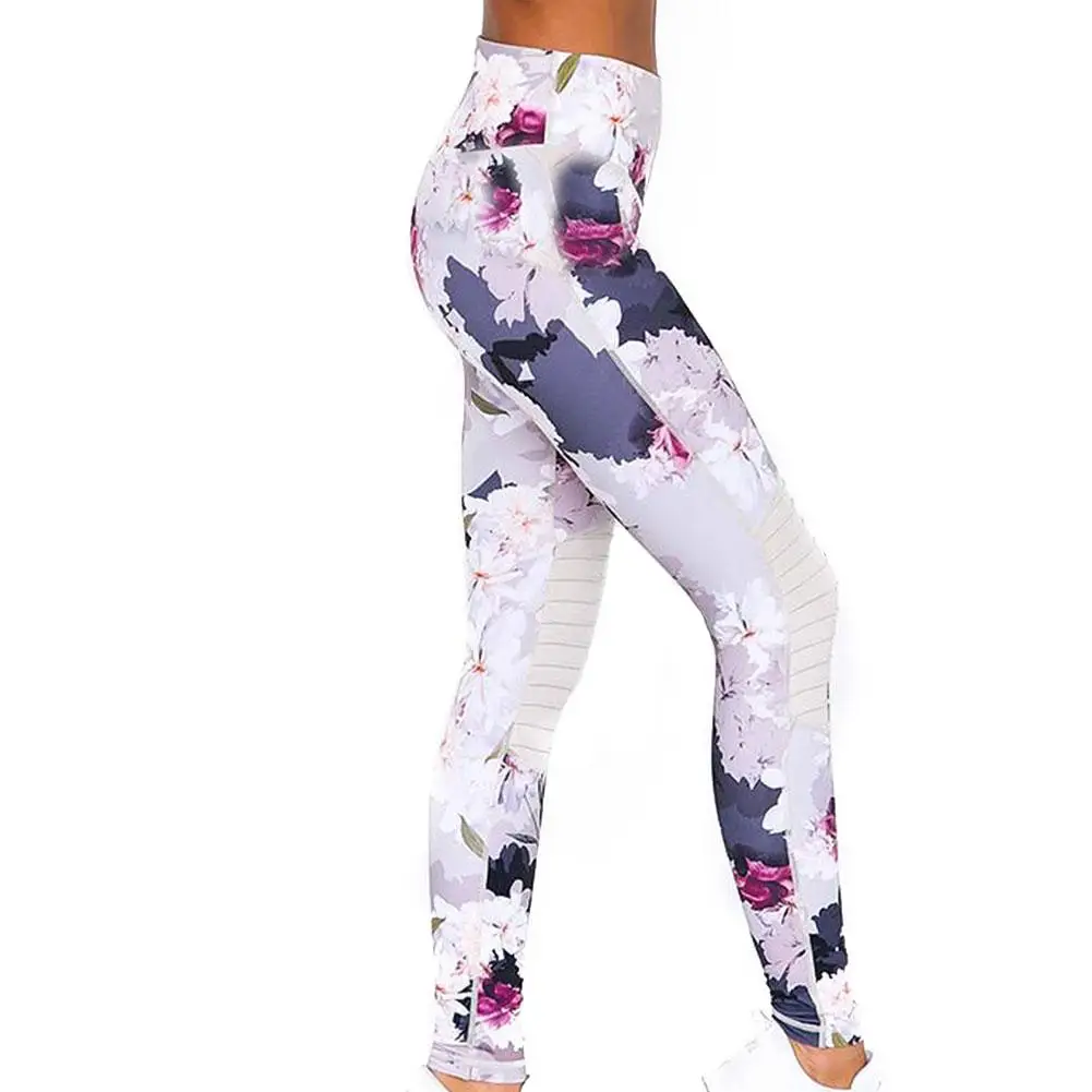 Комплект из 2 предметов с цветочным принтом для йоги, женский сексуальный спортивный костюм для женщин, одежда для спортзала, фитнеса, бюстгальтер+ длинные штаны, трико для бега, спортивный костюм