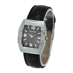 Водонепроницаемость Женеве Для женщин площади поверхности Кристалл Аналоговые кварцевые наручные часы платье Мода Часы Relojes Mujer Best подарок