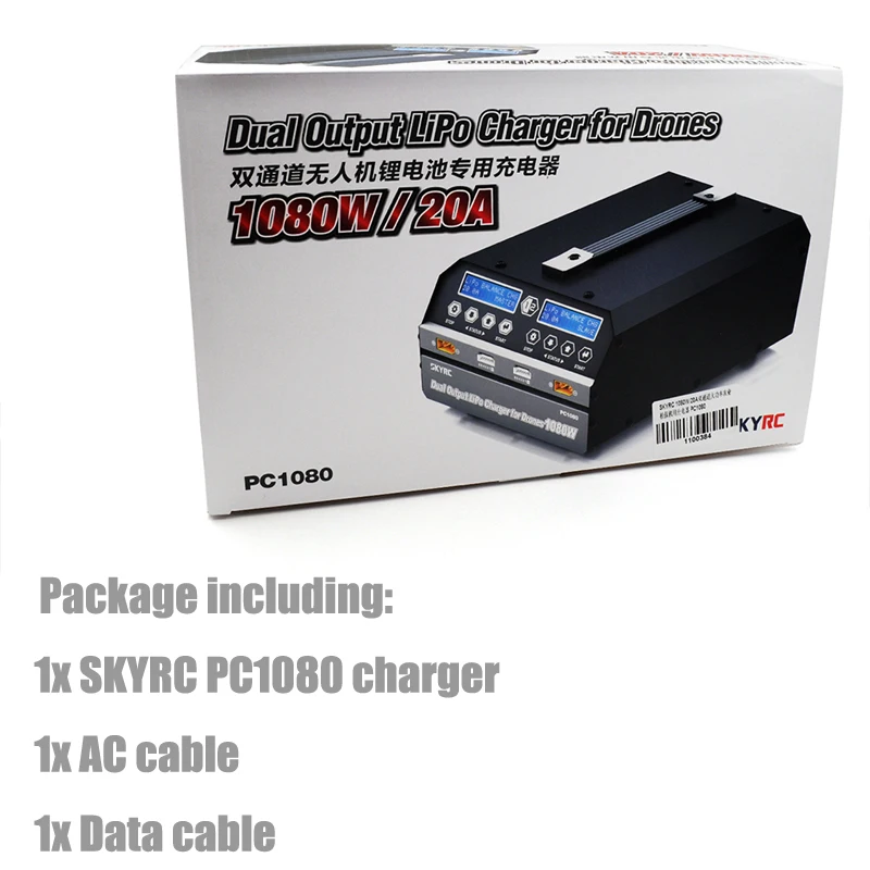 Двухканальное зарядное устройство SKYRC PC1080 1080 Вт 20 А для литиевых аккумуляторов