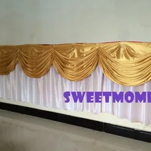 5 шт. белая роскошная юбка для стола с золотым узором для свадьбы, подходит для свадебного стола, юбка с зажимами(16 футов x 29 дюймов