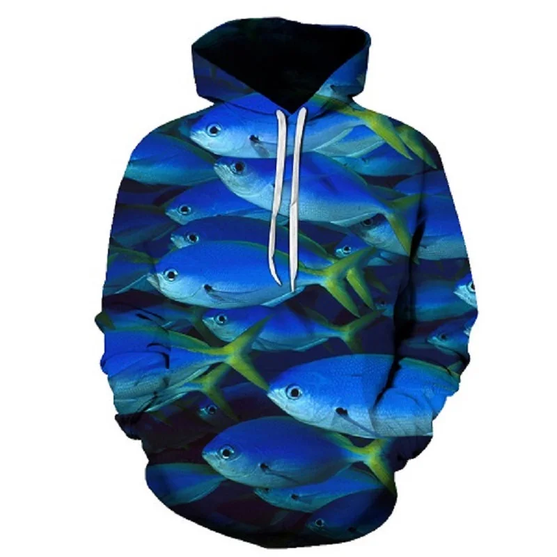 3D printed Pacific tropical fish graphic hoodie, fun angler fish