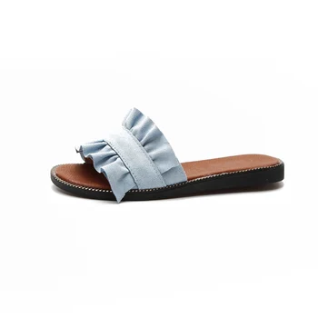 

Women Open Toe Anti-Skid Flat Slipper with Ruffles Band for Outdoor Indoor OH66